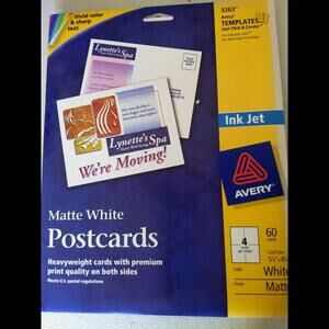 (2)Avery Postcards 3263 for Inkjet Printers Matte White Brand New and Opened Pkg